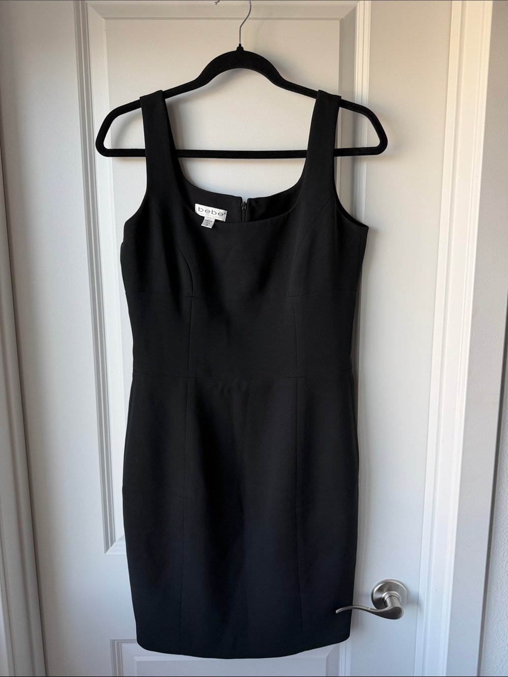 bebe Black Sleeveless Midi Sheath Dress